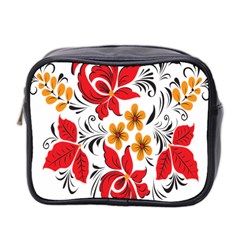 Flower Red Rose Star Floral Yellow Black Leaf Mini Toiletries Bag 2-side by Mariart