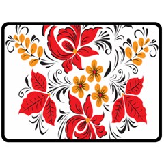 Flower Red Rose Star Floral Yellow Black Leaf Fleece Blanket (large)  by Mariart