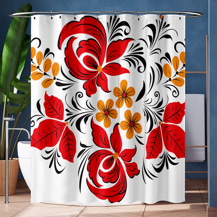 Flower Red Rose Star Floral Yellow Black Leaf Shower Curtain 60  x 72  (Medium) 