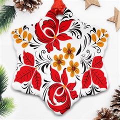 Flower Red Rose Star Floral Yellow Black Leaf Ornament (snowflake)