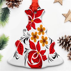 Flower Red Rose Star Floral Yellow Black Leaf Christmas Tree Ornament (two Sides) by Mariart