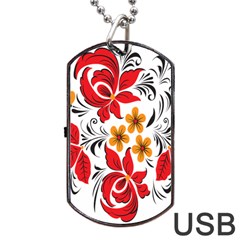 Flower Red Rose Star Floral Yellow Black Leaf Dog Tag Usb Flash (two Sides)