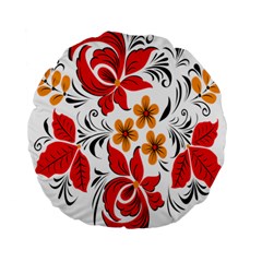 Flower Red Rose Star Floral Yellow Black Leaf Standard 15  Premium Round Cushions