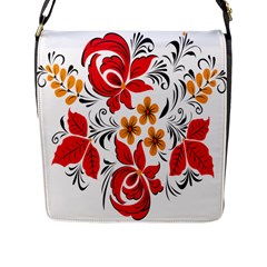 Flower Red Rose Star Floral Yellow Black Leaf Flap Messenger Bag (l)  by Mariart