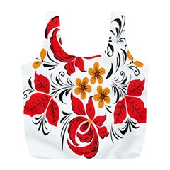 Flower Red Rose Star Floral Yellow Black Leaf Full Print Recycle Bags (l) 