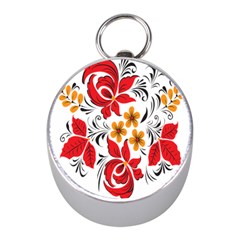 Flower Red Rose Star Floral Yellow Black Leaf Mini Silver Compasses by Mariart