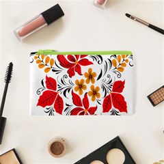 Flower Red Rose Star Floral Yellow Black Leaf Cosmetic Bag (xs) by Mariart