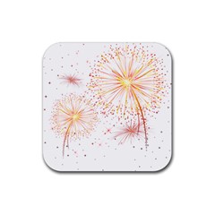 Fireworks Triangle Star Space Line Rubber Coaster (square)  by Mariart