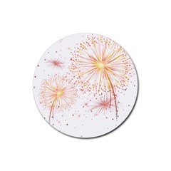 Fireworks Triangle Star Space Line Rubber Round Coaster (4 Pack)  by Mariart