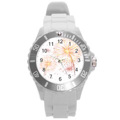 Fireworks Triangle Star Space Line Round Plastic Sport Watch (l) by Mariart