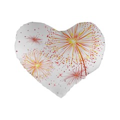 Fireworks Triangle Star Space Line Standard 16  Premium Flano Heart Shape Cushions by Mariart