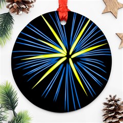 Fireworks Blue Green Black Happy New Year Ornament (round) by Mariart