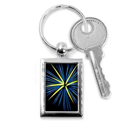 Fireworks Blue Green Black Happy New Year Key Chains (rectangle)  by Mariart