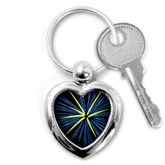 Fireworks Blue Green Black Happy New Year Key Chains (heart)  by Mariart