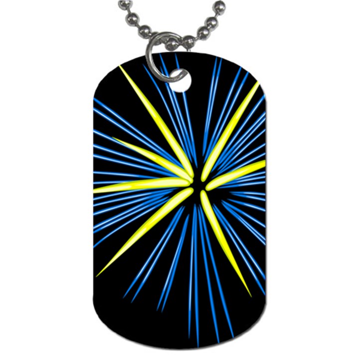 Fireworks Blue Green Black Happy New Year Dog Tag (One Side)