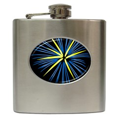 Fireworks Blue Green Black Happy New Year Hip Flask (6 Oz) by Mariart