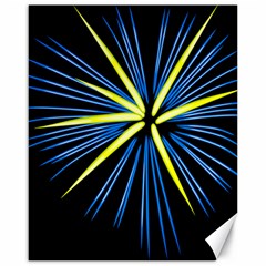 Fireworks Blue Green Black Happy New Year Canvas 16  X 20  