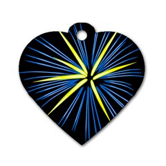 Fireworks Blue Green Black Happy New Year Dog Tag Heart (one Side)