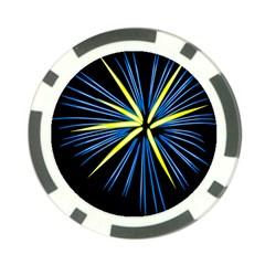 Fireworks Blue Green Black Happy New Year Poker Chip Card Guard