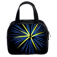 Fireworks Blue Green Black Happy New Year Classic Handbags (2 Sides) by Mariart