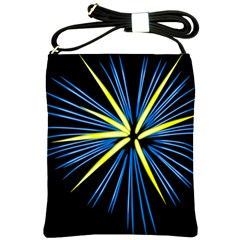 Fireworks Blue Green Black Happy New Year Shoulder Sling Bags