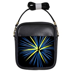 Fireworks Blue Green Black Happy New Year Girls Sling Bags by Mariart