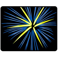 Fireworks Blue Green Black Happy New Year Fleece Blanket (medium)  by Mariart