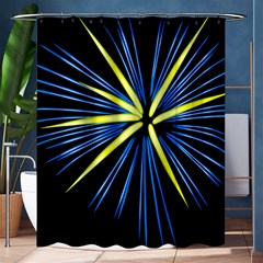 Fireworks Blue Green Black Happy New Year Shower Curtain 60  X 72  (medium)  by Mariart