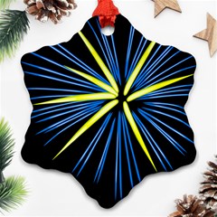 Fireworks Blue Green Black Happy New Year Snowflake Ornament (two Sides) by Mariart