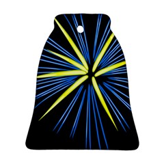 Fireworks Blue Green Black Happy New Year Bell Ornament (two Sides) by Mariart