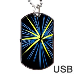 Fireworks Blue Green Black Happy New Year Dog Tag Usb Flash (one Side) by Mariart