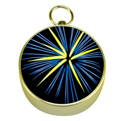 Fireworks Blue Green Black Happy New Year Gold Compasses