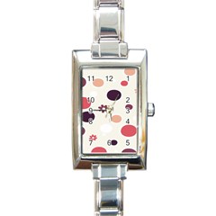 Polka Dots Flower Floral Rainbow Rectangle Italian Charm Watch