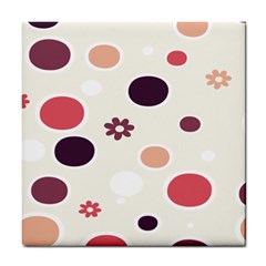 Polka Dots Flower Floral Rainbow Tile Coasters