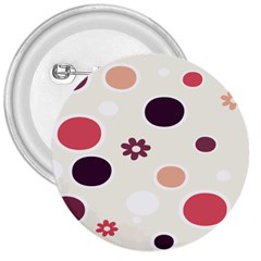 Polka Dots Flower Floral Rainbow 3  Buttons