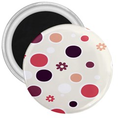 Polka Dots Flower Floral Rainbow 3  Magnets by Mariart