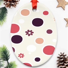 Polka Dots Flower Floral Rainbow Ornament (oval)