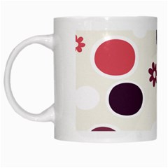 Polka Dots Flower Floral Rainbow White Mugs