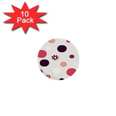 Polka Dots Flower Floral Rainbow 1  Mini Buttons (10 Pack)  by Mariart