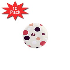 Polka Dots Flower Floral Rainbow 1  Mini Magnet (10 Pack) 