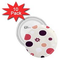 Polka Dots Flower Floral Rainbow 1 75  Buttons (10 Pack)