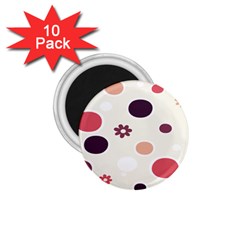 Polka Dots Flower Floral Rainbow 1 75  Magnets (10 Pack) 