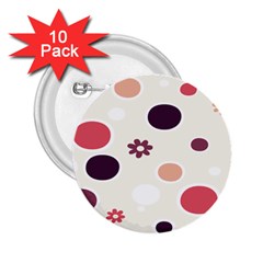 Polka Dots Flower Floral Rainbow 2 25  Buttons (10 Pack)  by Mariart