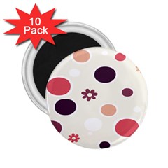 Polka Dots Flower Floral Rainbow 2 25  Magnets (10 Pack) 