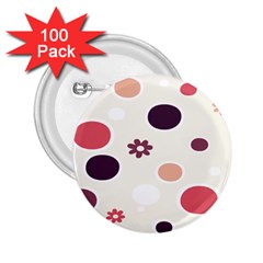 Polka Dots Flower Floral Rainbow 2 25  Buttons (100 Pack)  by Mariart