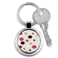 Polka Dots Flower Floral Rainbow Key Chains (round) 