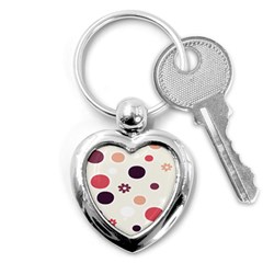 Polka Dots Flower Floral Rainbow Key Chains (heart) 