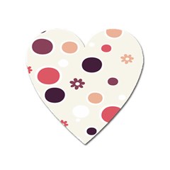 Polka Dots Flower Floral Rainbow Heart Magnet by Mariart