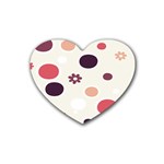 Polka Dots Flower Floral Rainbow Heart Coaster (4 pack)  Front