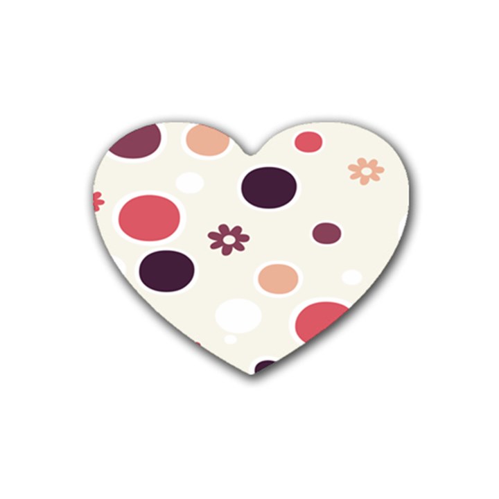 Polka Dots Flower Floral Rainbow Heart Coaster (4 pack) 